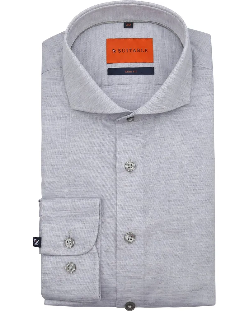 Suitable Melange Hemd Grau Grau