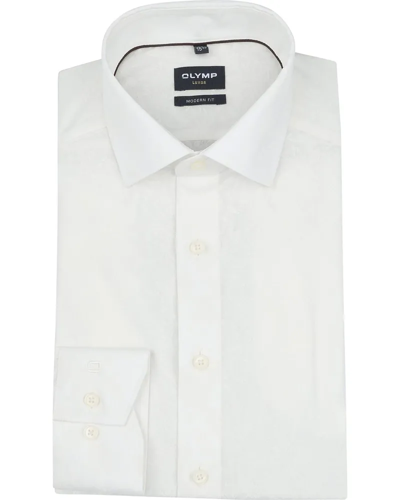 Olymp Luxor Hemd Flower Ton-Sur-Ton Off White Weiß
