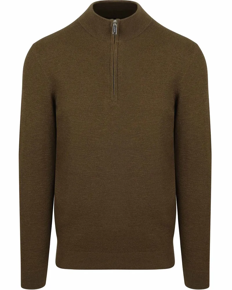 Profuomo Half Zip Pullover Structure Dunkelgrün Dunkelgrün