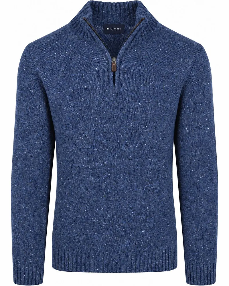 Suitable Half Zip Pullover Tweed Dunkelblau Blau