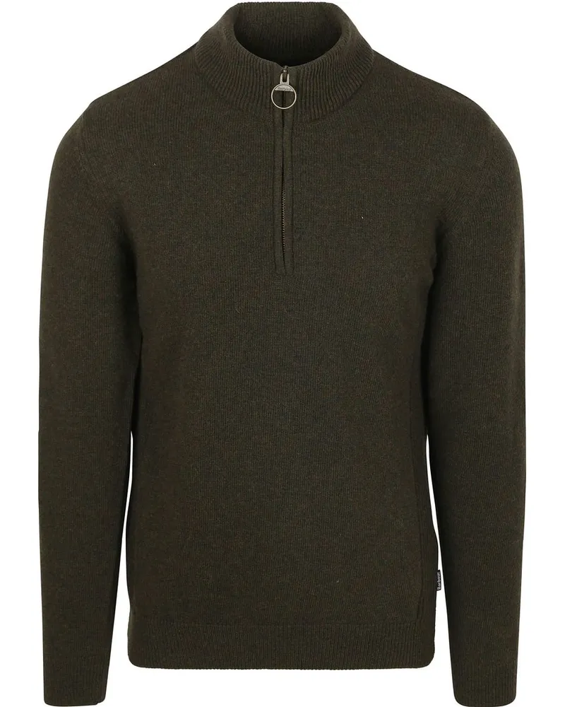 Barbour Half Zip Pullover Wolle Olive Dunkelgrün