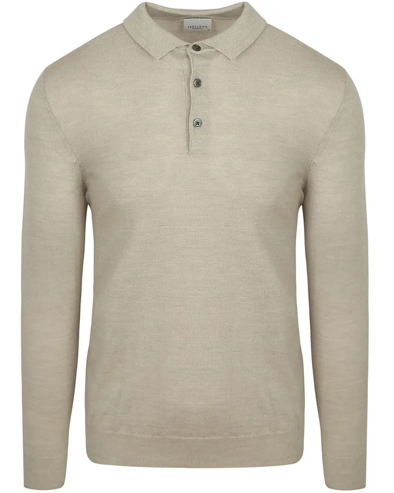 Profuomo Langarm - Longsleeve Poloshirt Merinowolle Beige Beige