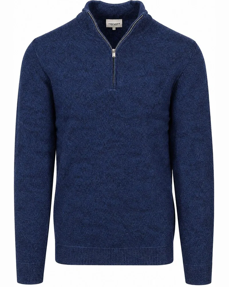 Profuomo Half Zip Pullover Woolblend Royal Blue Dunkelblau