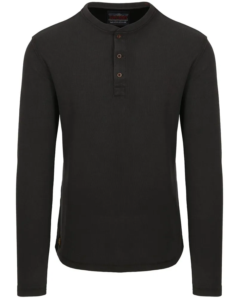 Superdry. Pullover Henley Waffle Washed Anthrazit Grau