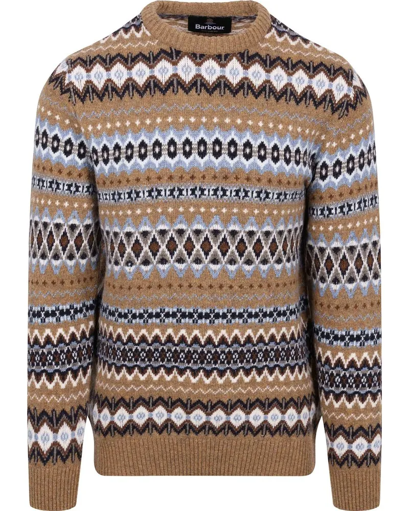 Barbour Fairisle Pullover Wool Camel Braun