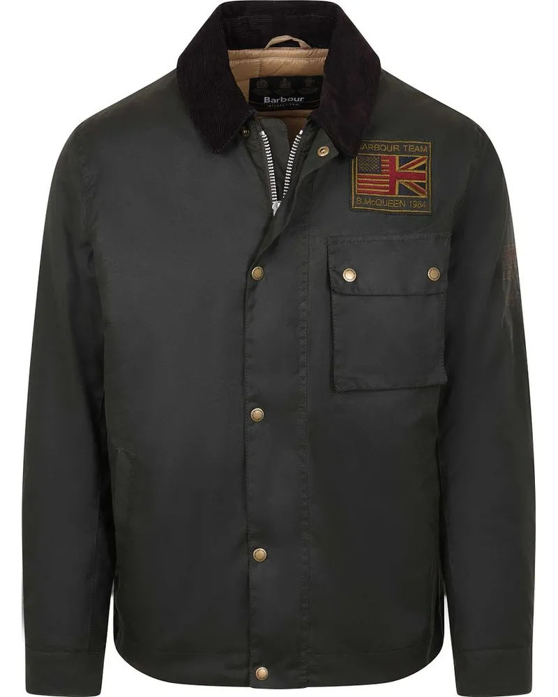 Barbour International Workers Wachsjacke Sage Grün Dunkelgrün