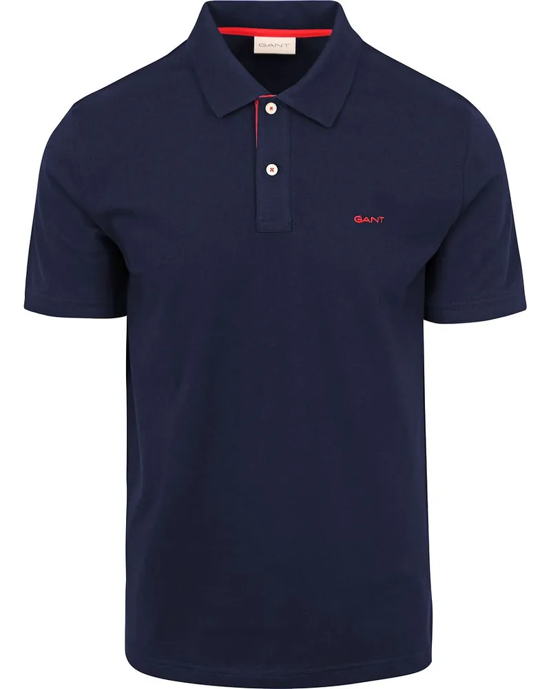 Gant Contrast Piqué Poloshirt Navy Dunkelblau