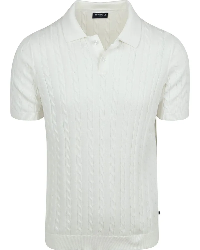 Suitable Respect Poloshirt Knit Cable Ecru Weiß