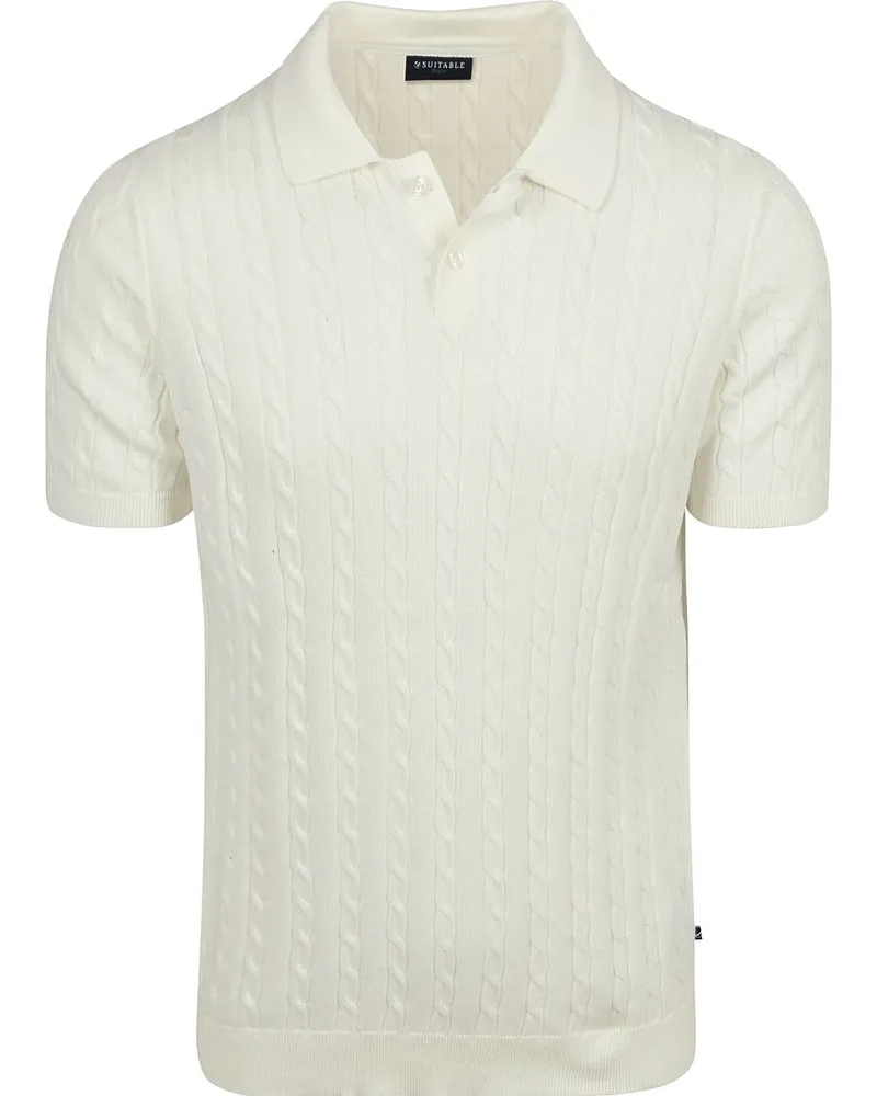 Suitable Respect Poloshirt Knit Cable Ecru Weiß