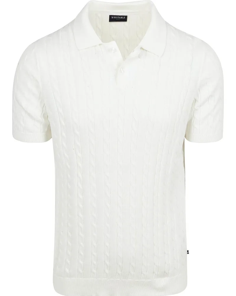 Suitable Respect Poloshirt Knit Cable Ecru Weiß