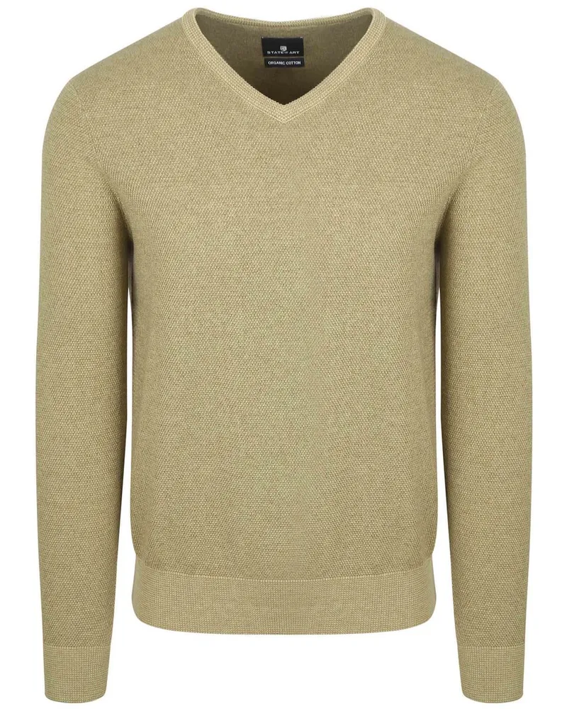 State of Art Pullover Structure V-Ausschnitt Grün Grün