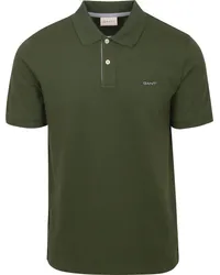 Gant Contrast Piqué Poloshirt Dunkelgrün Grün