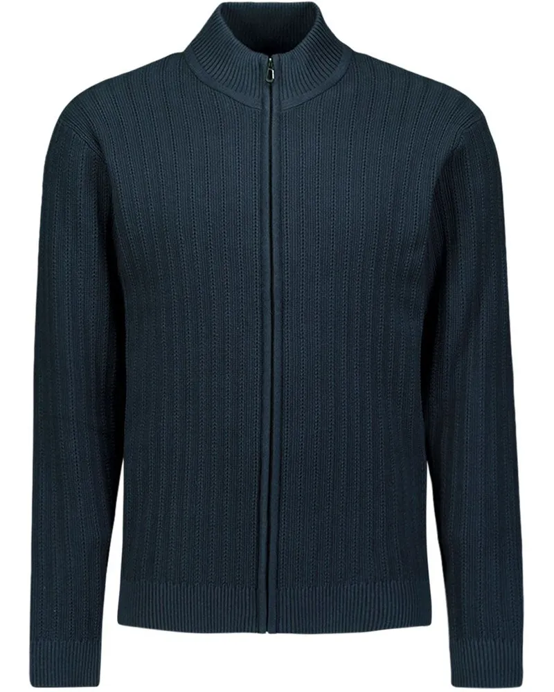 No Excess Strickjacke Knitted Structure Navy Blau