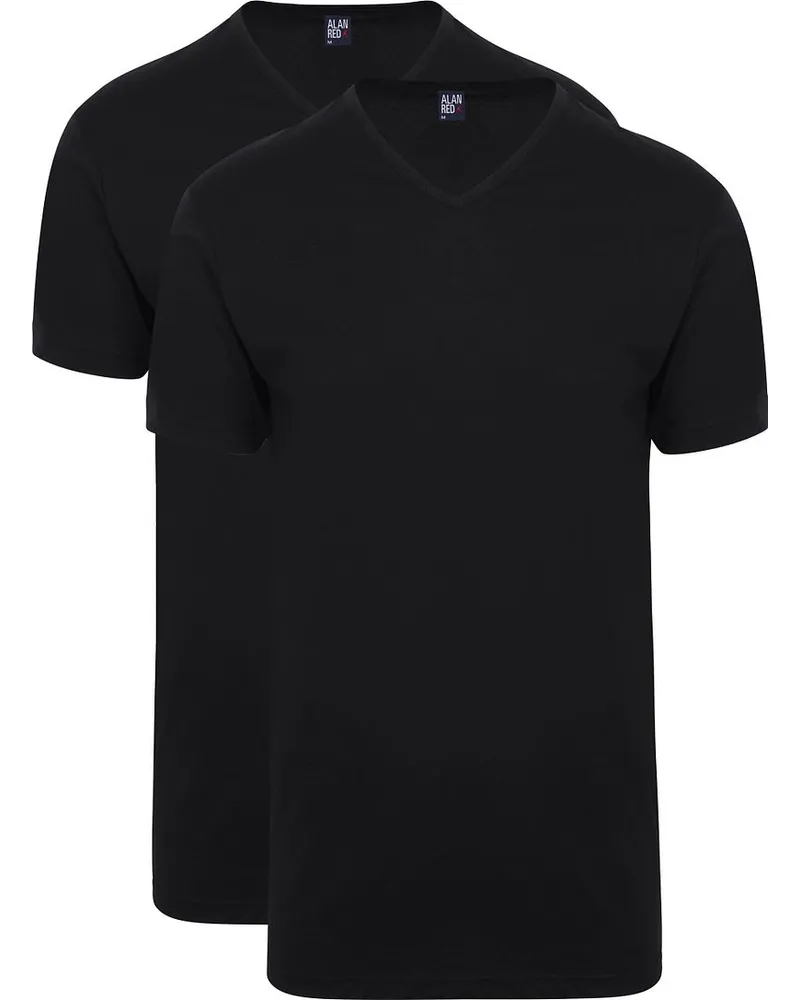 Alan Red Vermont V-Ausschnitt T-Shirt Black 2er-Pack Schwarz