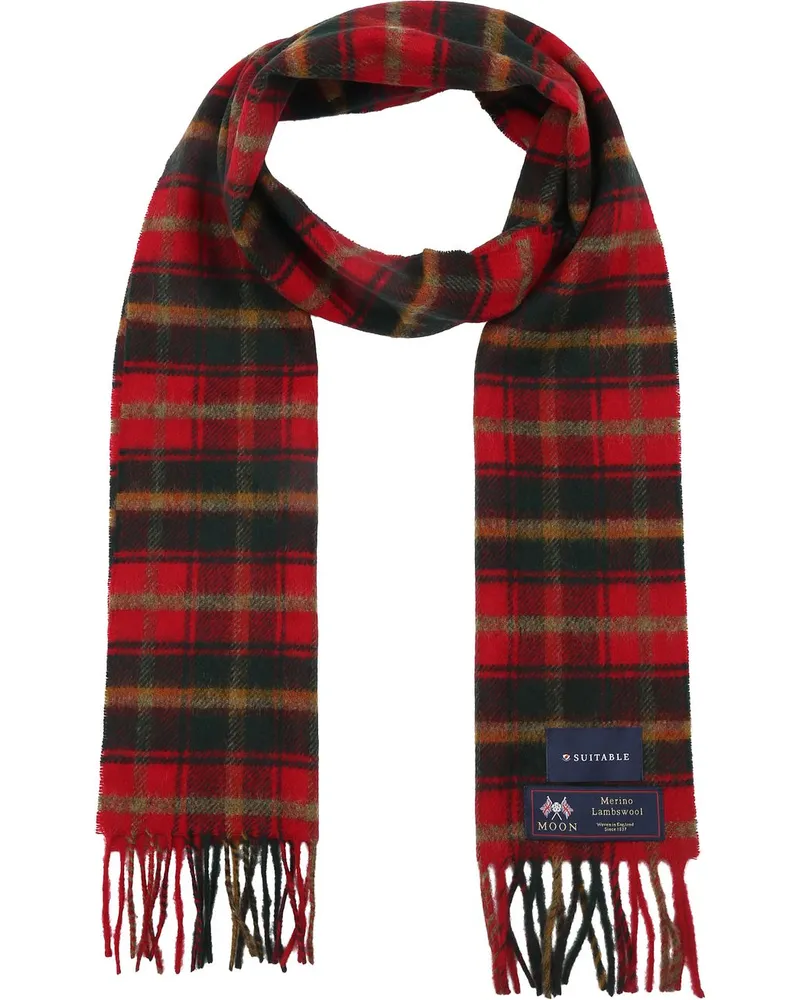 Suitable Geeigneter Herrenschal Kariert Merino Rot Grau Rot