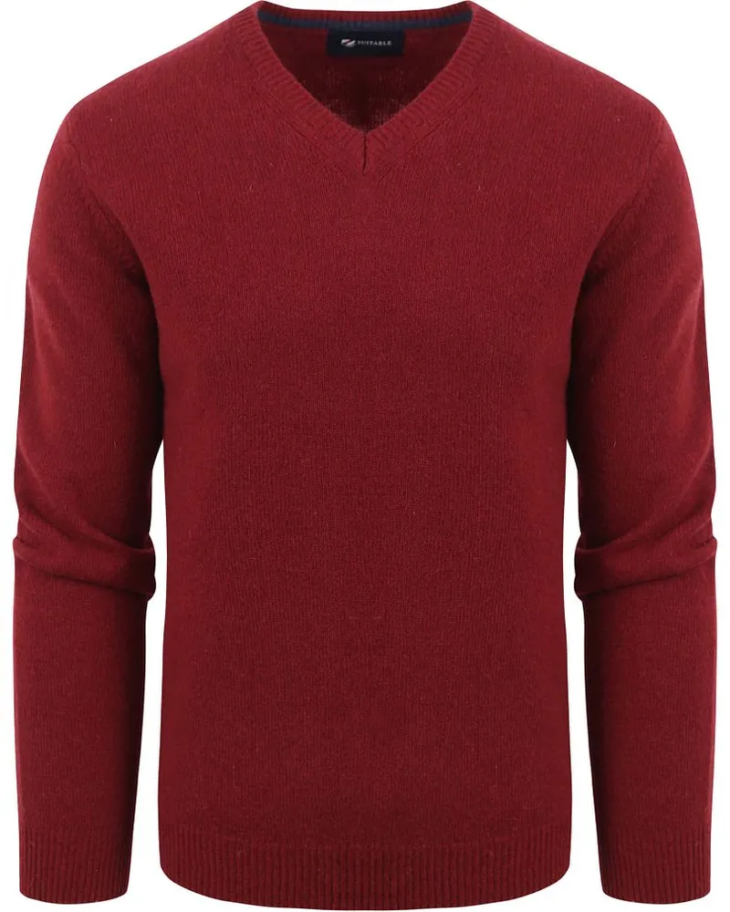 Suitable Lammwolle Pullover V-Ausschnitt Bordeaux Bordeaux