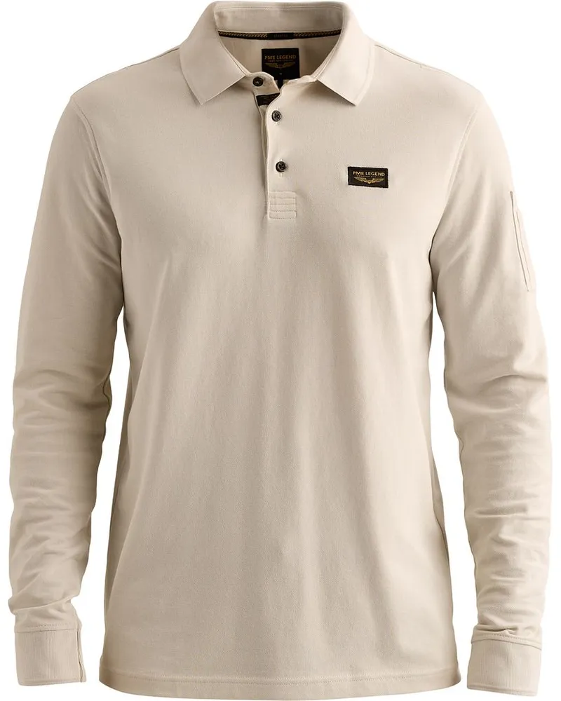 PME Legend American Classic Langarm - Longsleeve Poloshirt Bone White Wollweiß