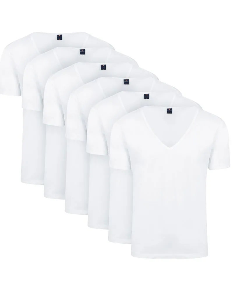 Suitable Vitaru T-Shirt Tiefer V-Ausschnitt Weiß 6-Pack Weiß