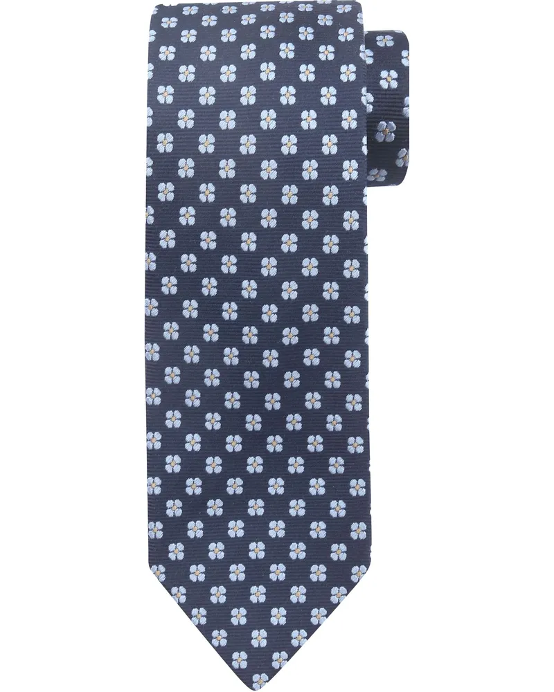 Suitable Krawatte Seide Blumen Navy Dunkelblau