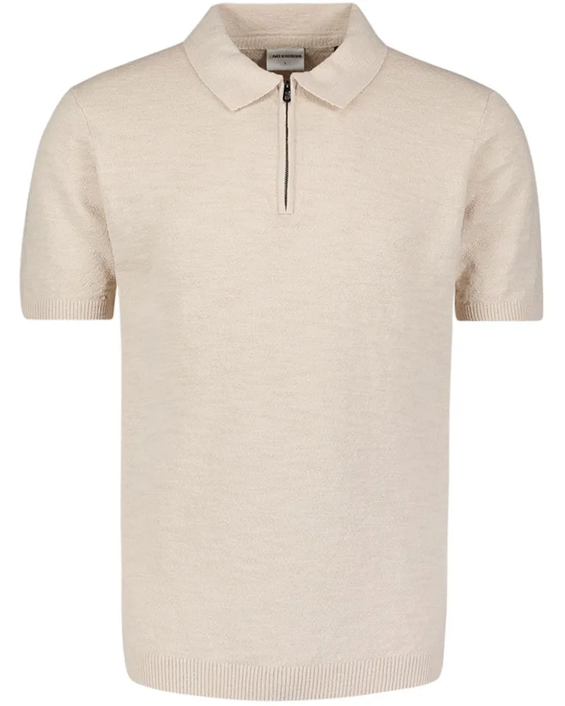 No Excess Half Zip Poloshirt Ecru Beige