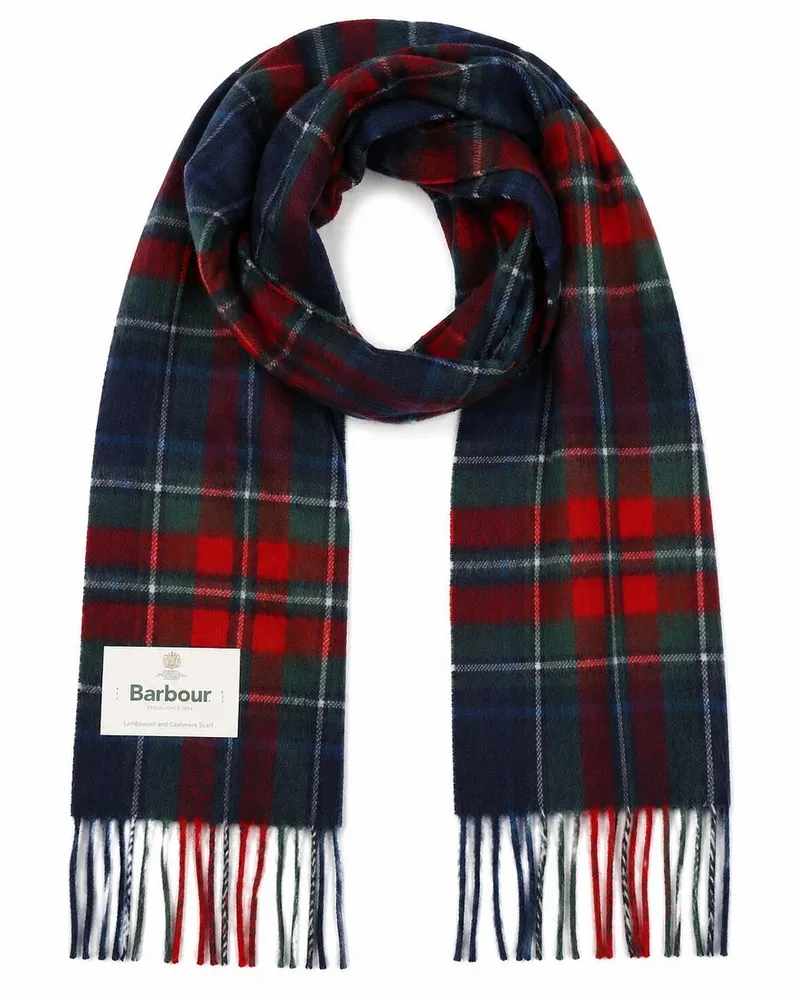 Barbour Schal Tartan Wool Cashmere Navy Dunkelblau