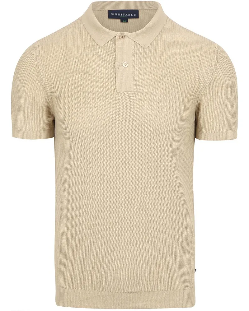 Suitable Respect Poloshirt Structure Knit Beige Beige
