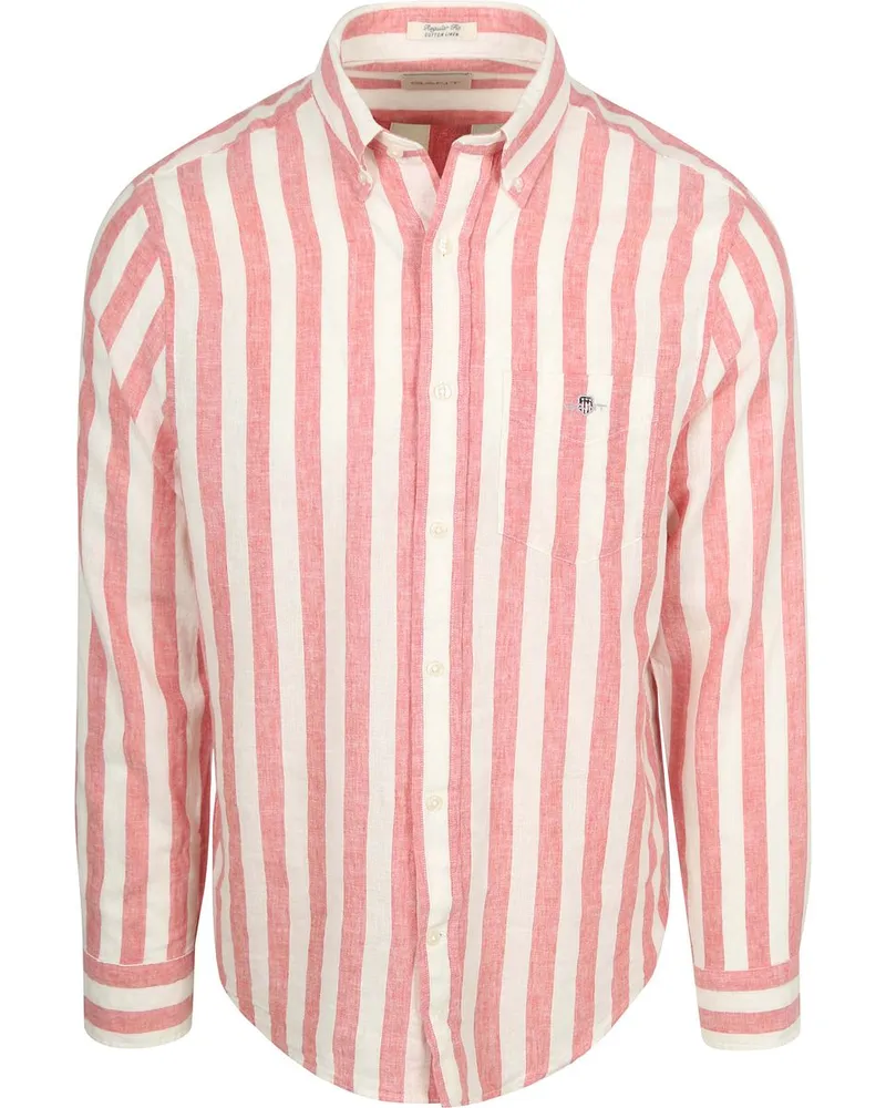 Gant Hemd Baumwolle Leinen Gestreift Rosa Pink
