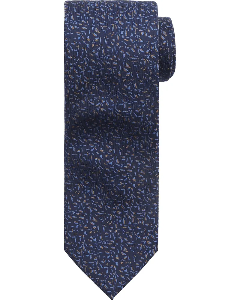 Suitable Krawatte Seide Blätter Navy Dunkelblau