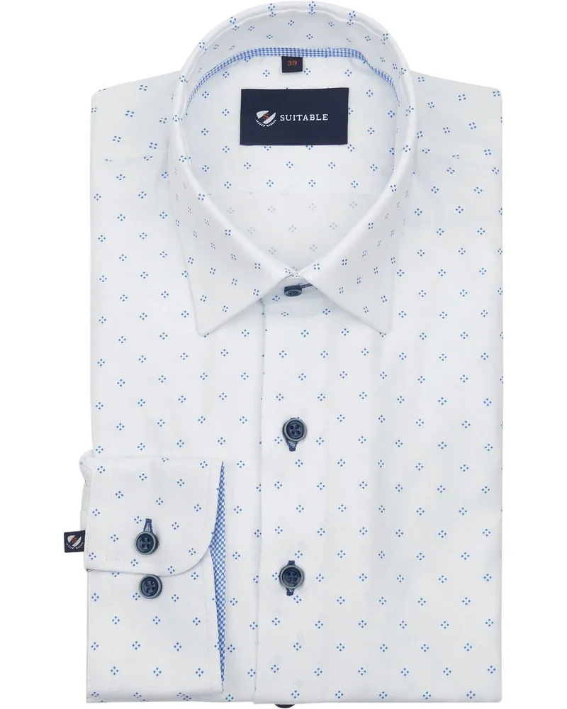 Suitable Hemd Oxford Druck Weiß Weiß