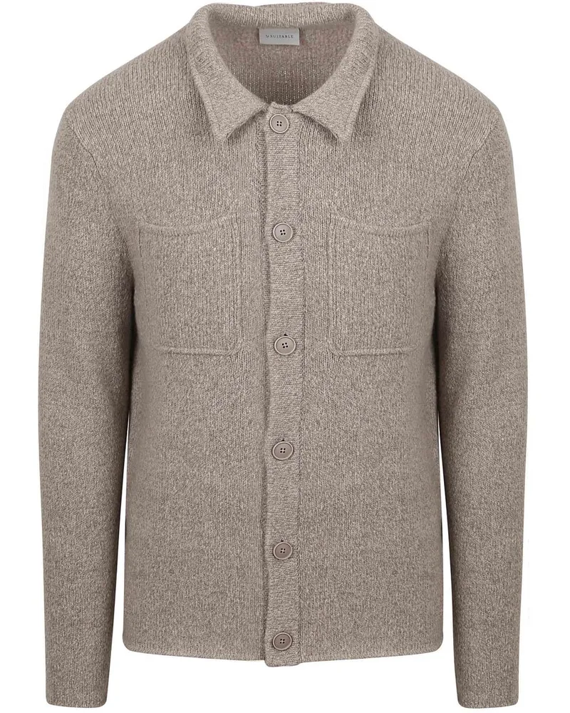 Suitable Strickjacke Boiled Wool Taupe Taupe
