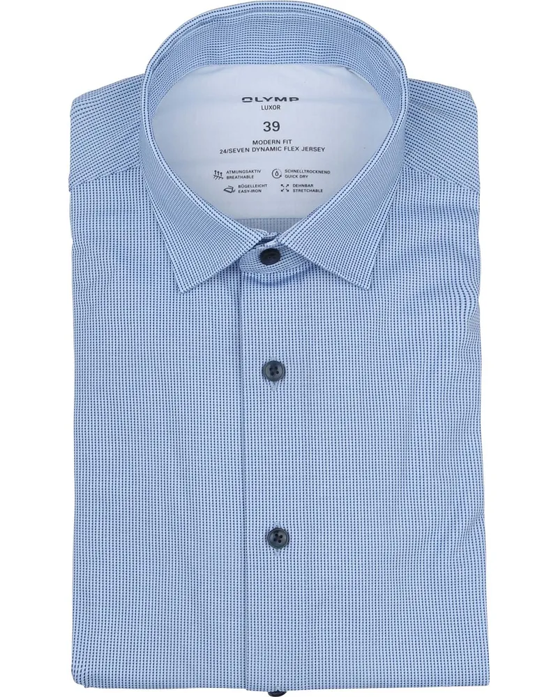 Olymp Luxor Hemd 24/Seven Druck Blau Blau