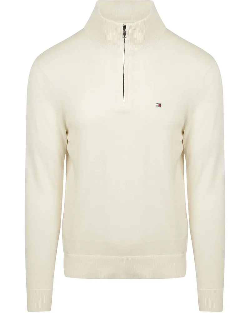 Tommy Hilfiger Half Zip Pullover Essential Off White Weiß