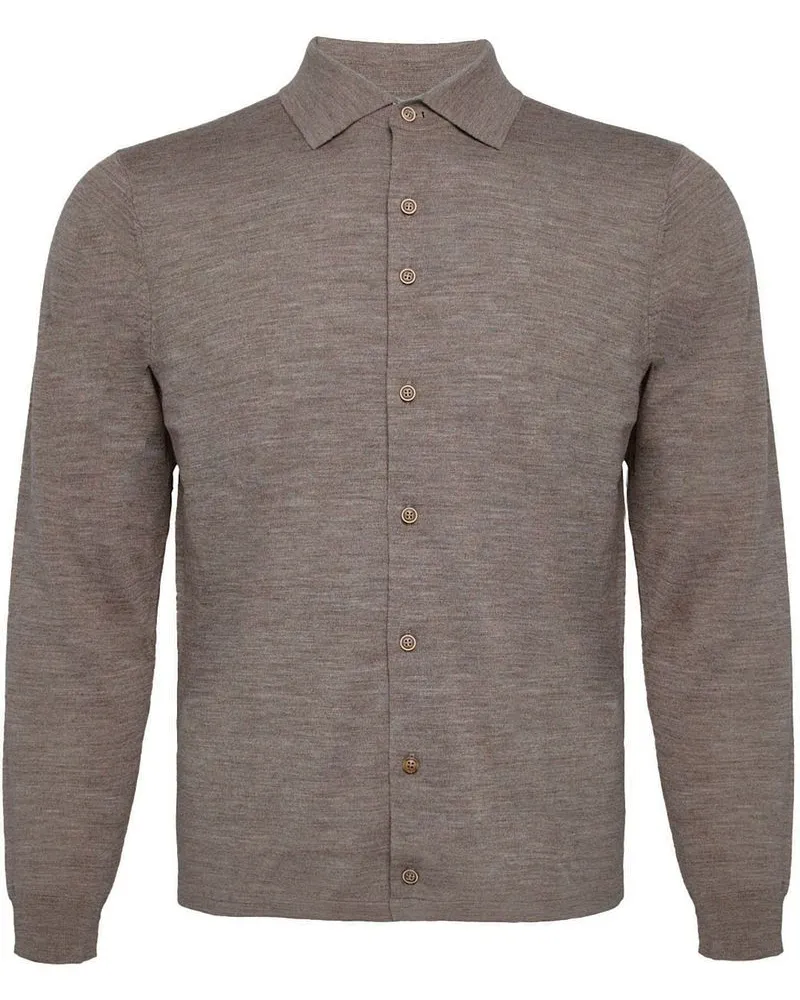 R2 Amsterdam Knitted Pull Hemd Merino Taupe Braun