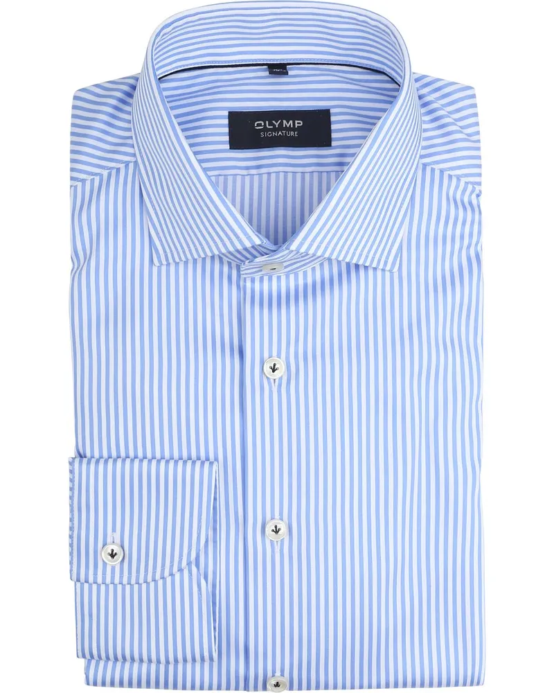 Olymp Signature Hemd Streifen Hellblau Hellblau