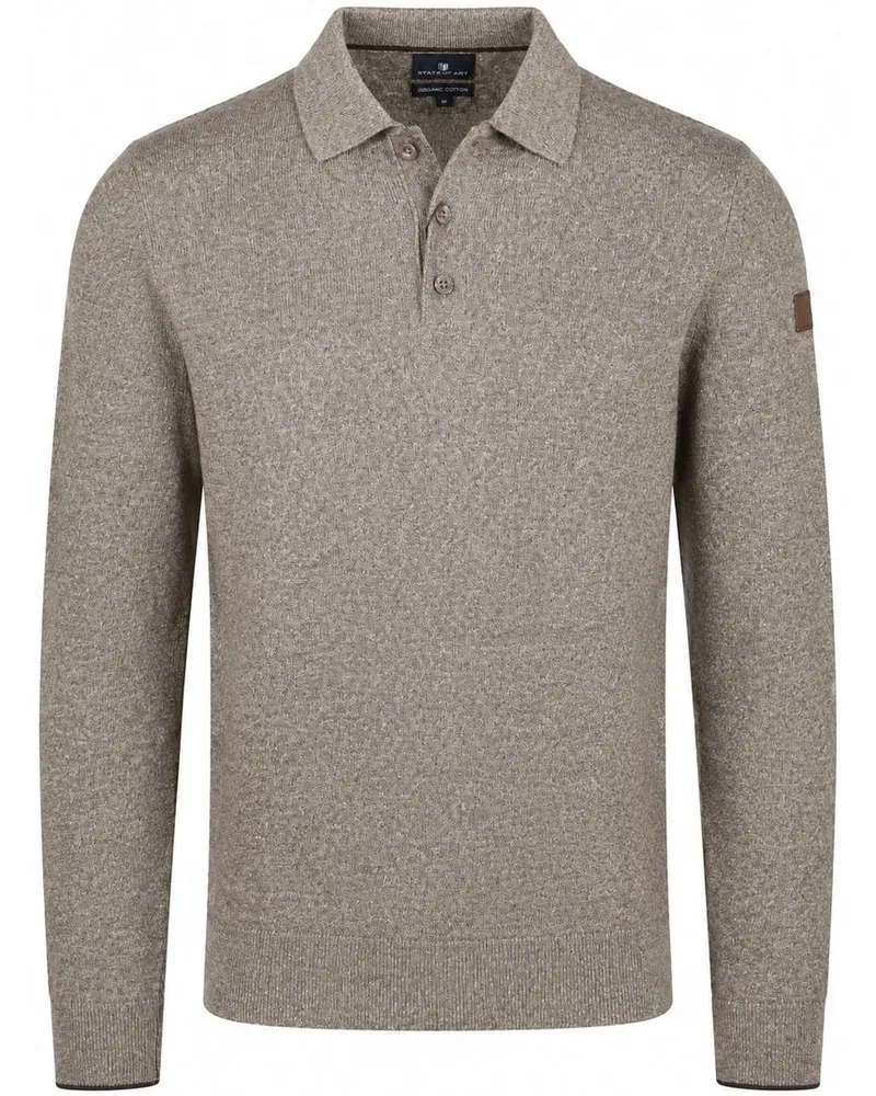 State of Art Pullover Polokragen Einfarbig Beige Braun