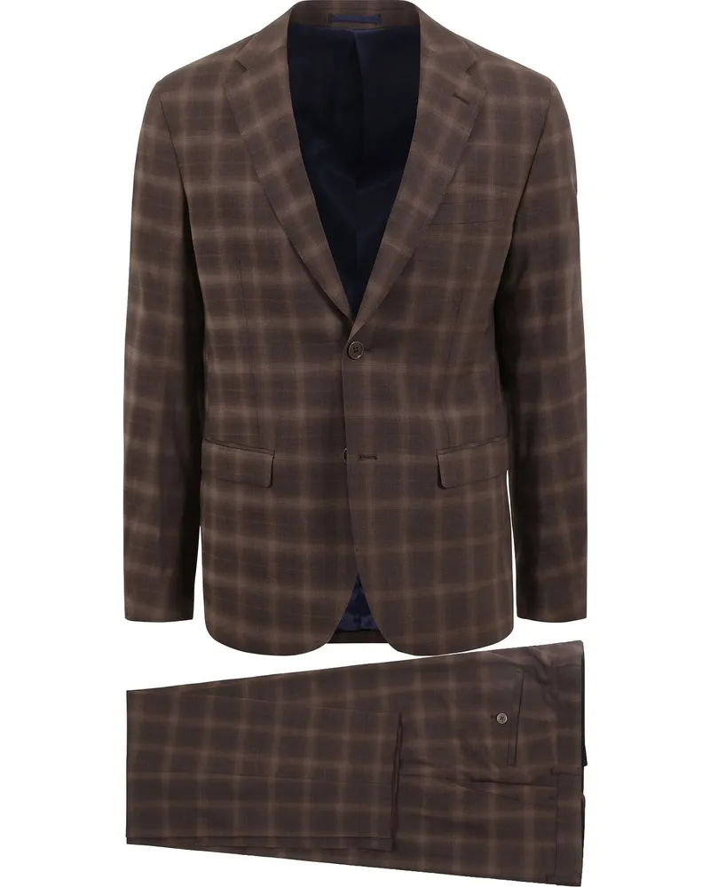 Suitable Strato Toulon Suit Wolle Kariert Braun Braun
