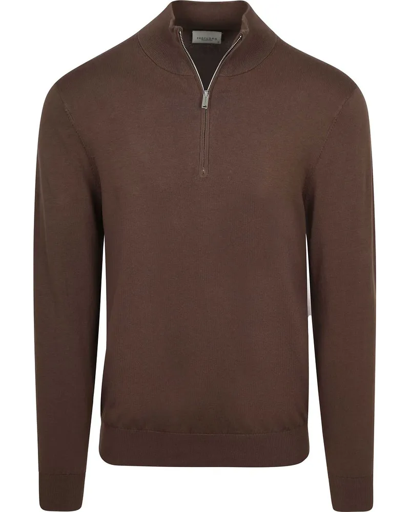 Profuomo Half Zip Pullover Luxury Basic Braun Braun