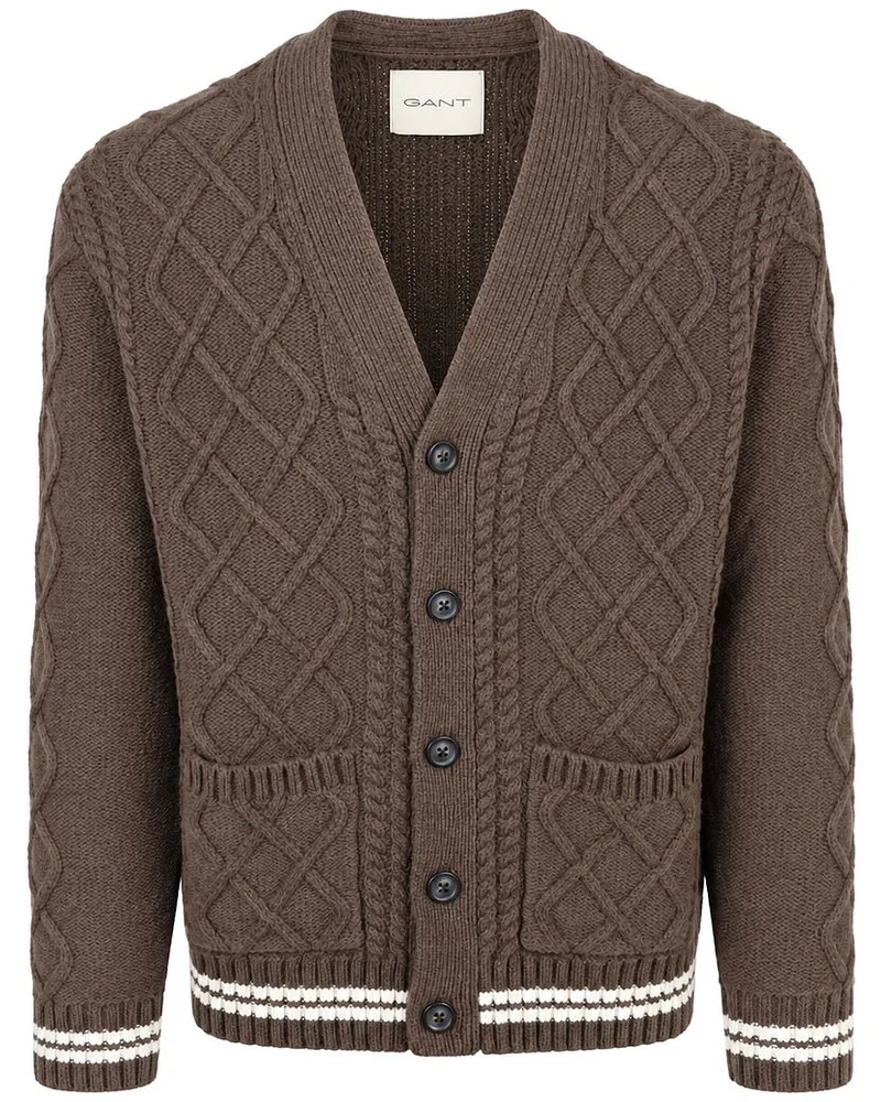 Gant Cardigan Zopfmuster Brown Braun