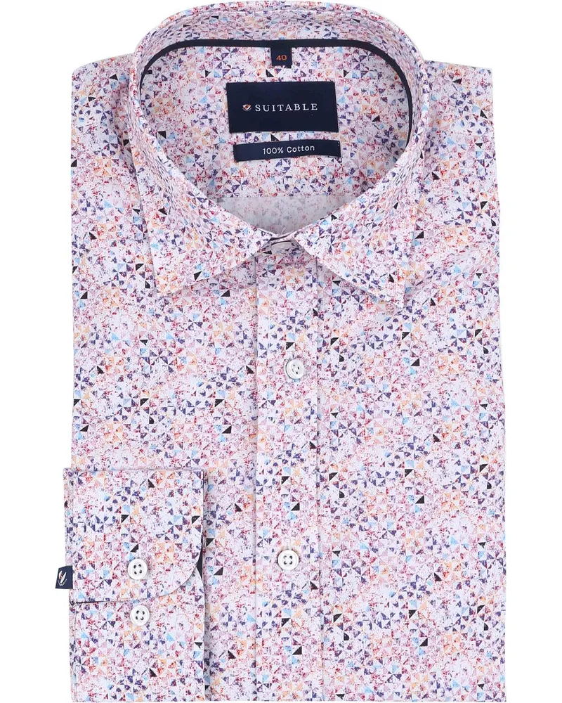 Suitable Hemd Mosaic Druck Rosa Pink