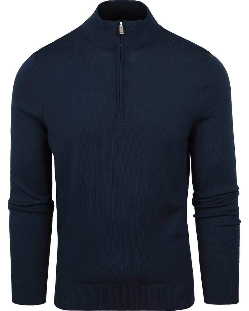 Suitable Merino Half Zip Pullover Navy Blau