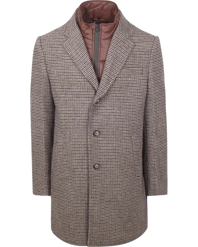 Suitable Coat Wolle Pepita Beige Kamel Braun