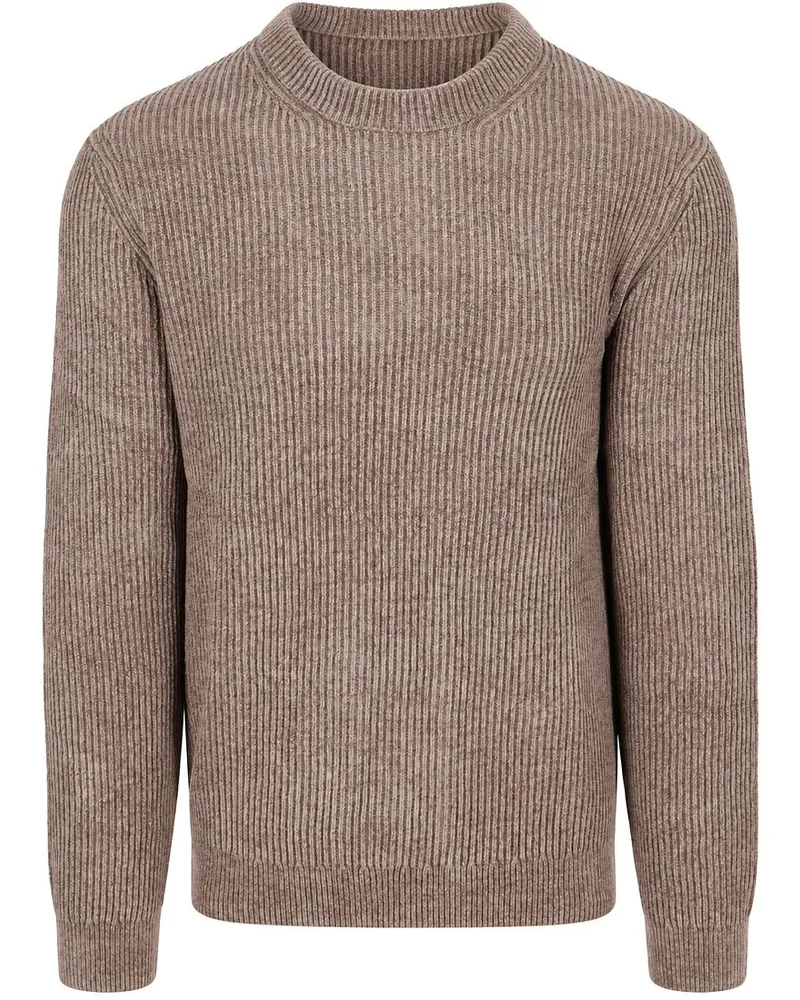 Profuomo Pullover Chenille Rib Wool Blend Braun Braun