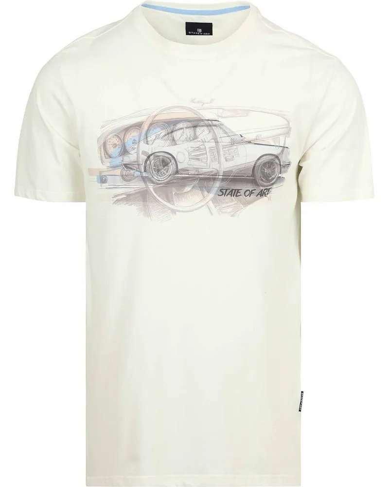 State of Art T-Shirt Print Weiß Wollweiß
