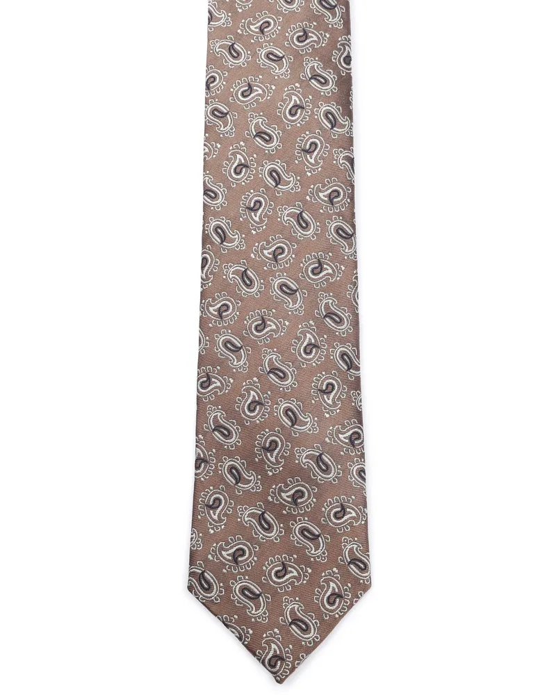 Suitable Krawatte Seide Paisley Camel Braun