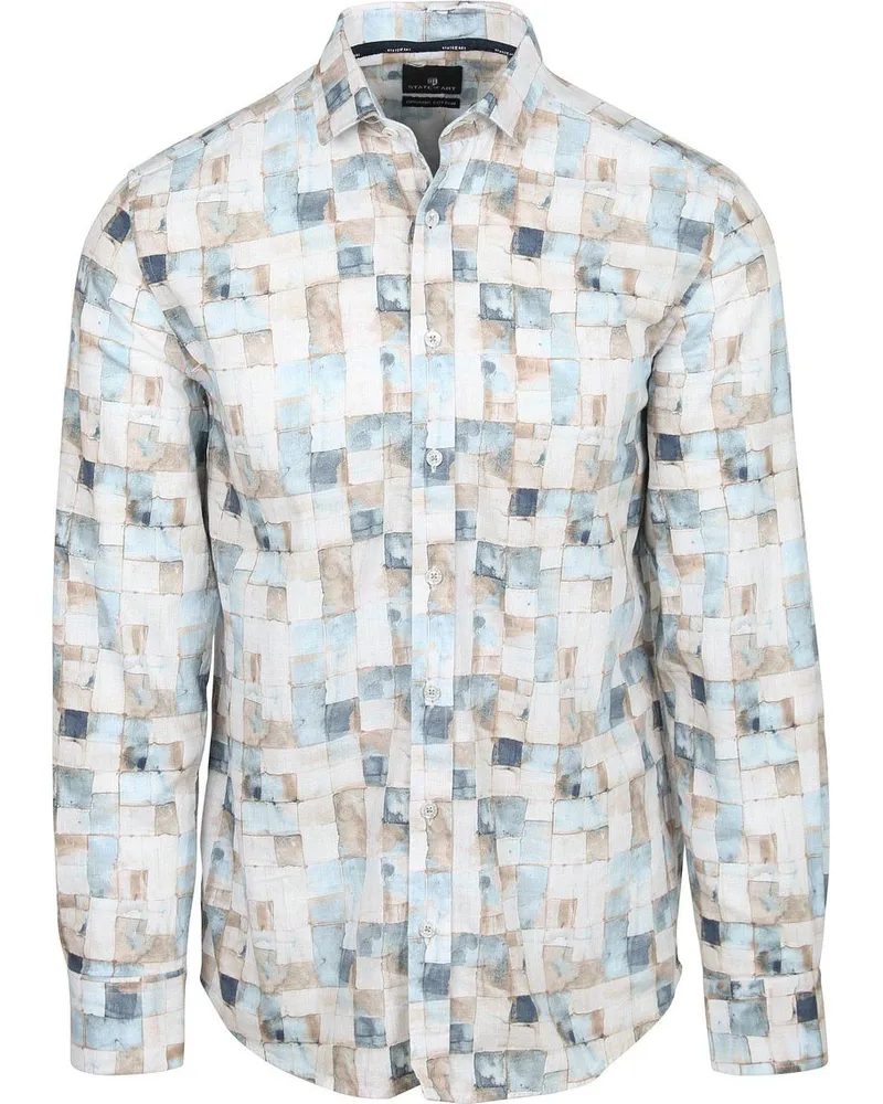 State of Art Hemd Druck Blau Blau