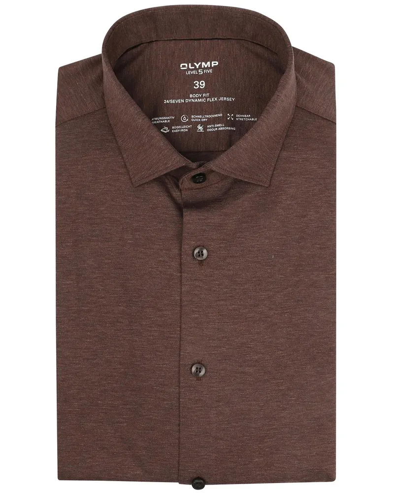 Olymp Hemd Level 5 24/Seven Melange Braun Braun