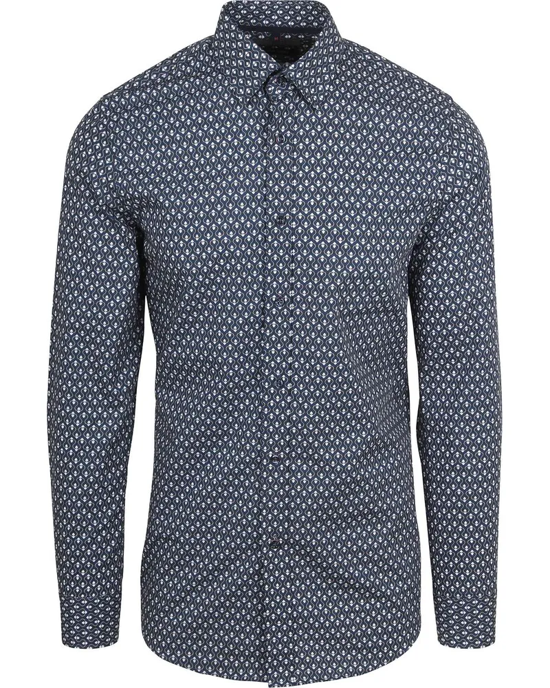 Suitable Hemd Druck Navy Dunkelblau