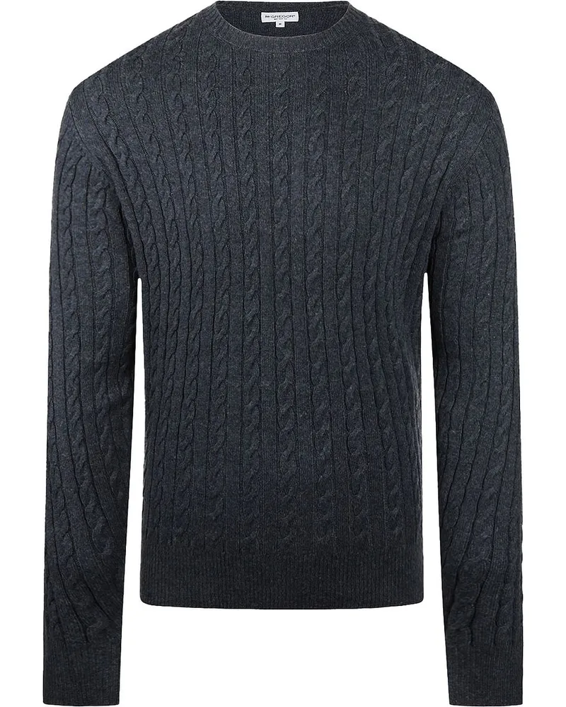 McGregor Cable Pullover Merinowolle Melange Navy Dunkelblau