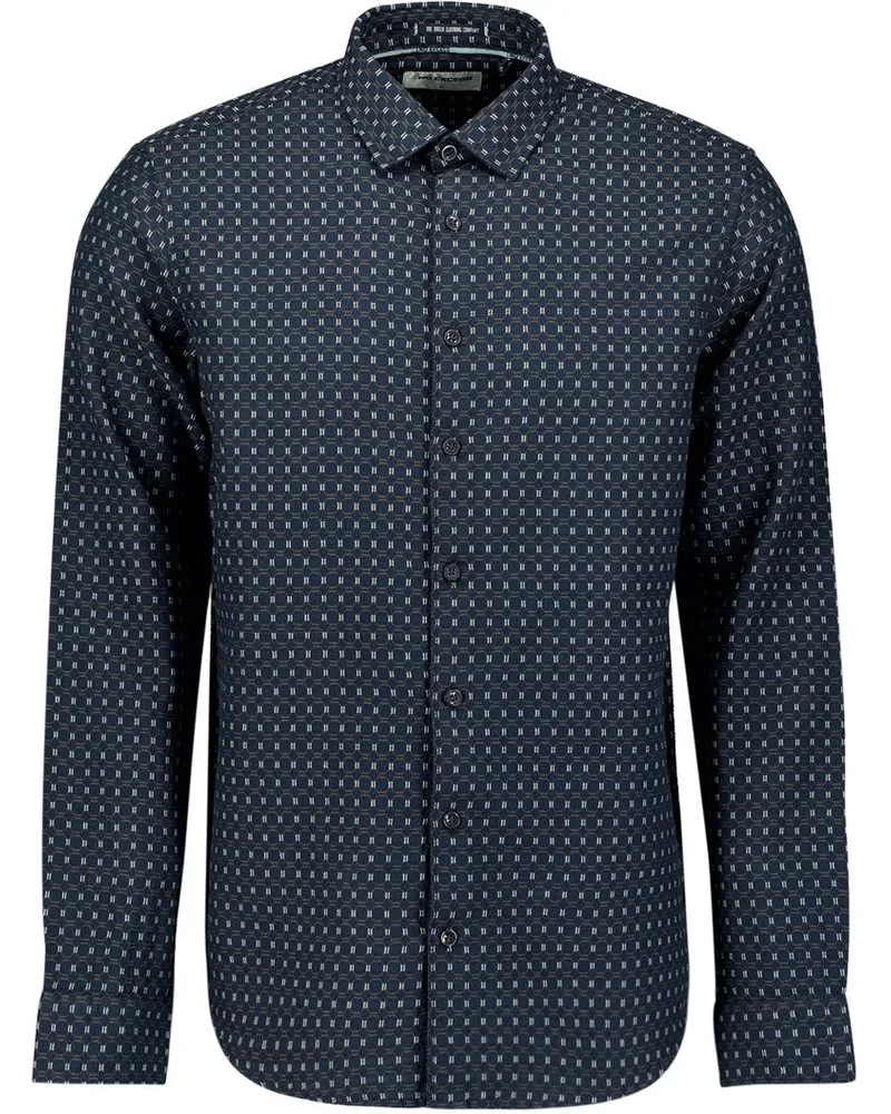No Excess Hemd Jacquard Musterdruck Marine Dunkelblau
