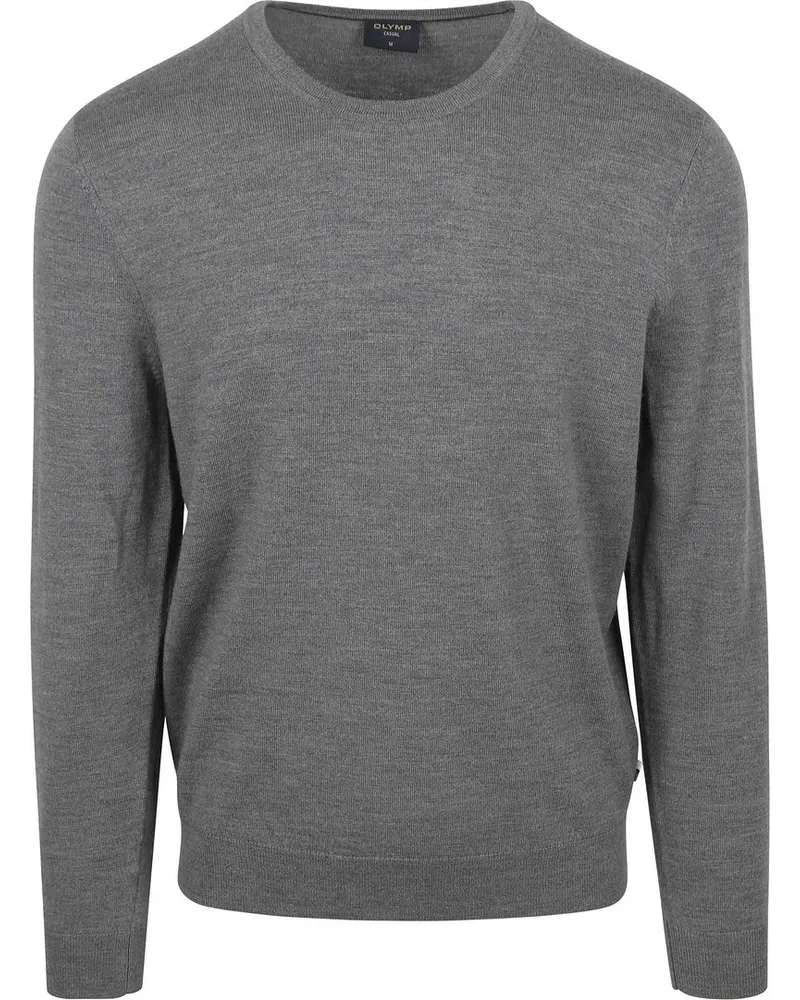 Olymp Pullover O-Hals Wolle Grau Grau